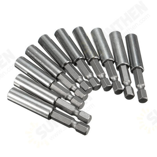 10pcs 1/4 Inch Hex Shank Release Magnetic Extension Socket Drill Bit Holder Power Tools