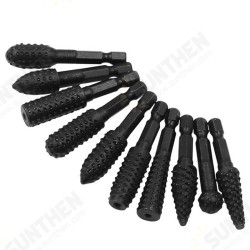 10pcs 1/4 Inch Shank Woodworking Twist Drill Bits Wood Carving File Drill Bits Woodworking Rasp Chisel 10pcs 1/4 Inch Shank Woodworking Twist Drill Bits Wood Carving File Drill Bits Woodworking Rasp Chisel