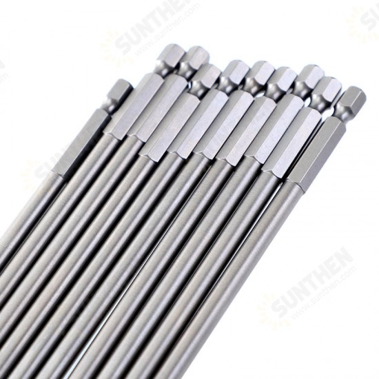 10pcs 150mm SQ2 Square Driver Bit Screwdriver Bits Set S2 Steel 1/4 Inch Hex Shank Magnetic For Pocket Hole Jig Woodworking Tool