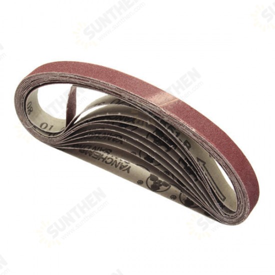 10pcs 15x452mm Sanding Belt 60-600 Grit for M10 Sander Adapter Polishing Machine