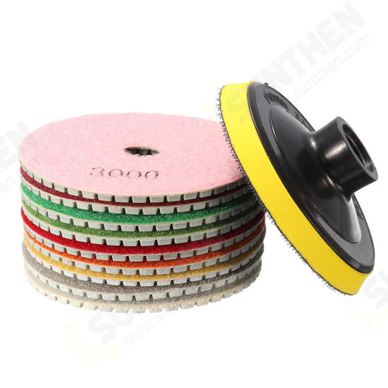 10pcs 4 Inch 30 to 3000 Grit Diamond Polishing Pads Set for Granite Concrete Marble