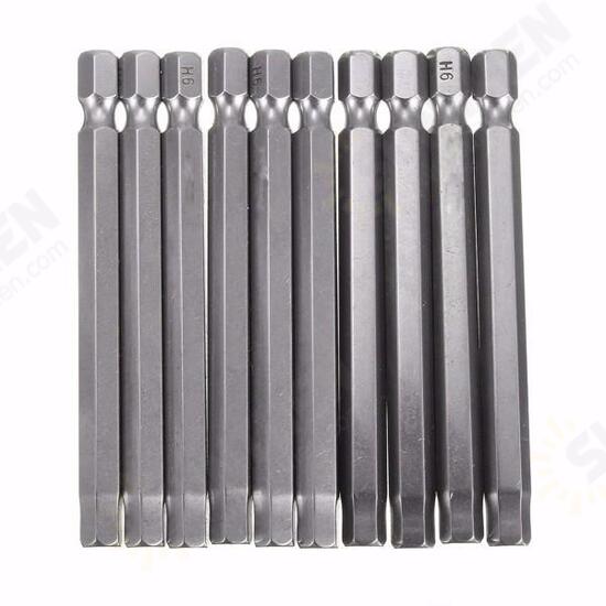 10pcs 75mm 1/4 Inch Shank Screwdriver Bits Set 6mm Hex Head Magnetic Screwdriver Bits