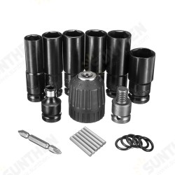 10pcs Air Impact Socket Wrench Set 1/2 Inch Square Drive Metric Drill Chuck Adapter 10pcs Air Impact Socket Wrench Set 1/2 Inch Square Drive Metric Drill Chuck Adapter