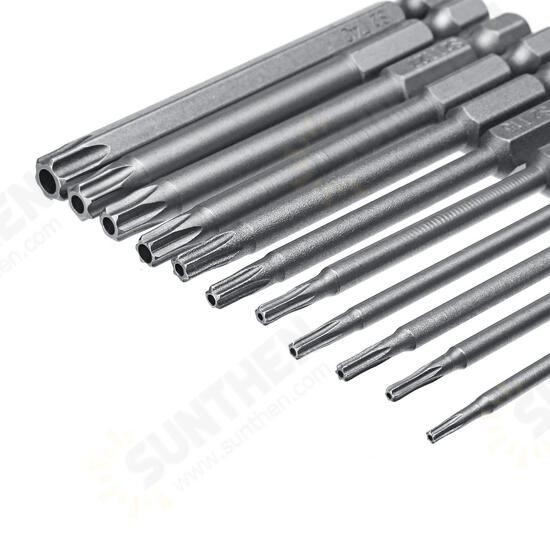 10pcs TT6-TT40 Torx Head Screwdriver Bit 75mm Hex Shank Power Drill Screwdriver Bits Set