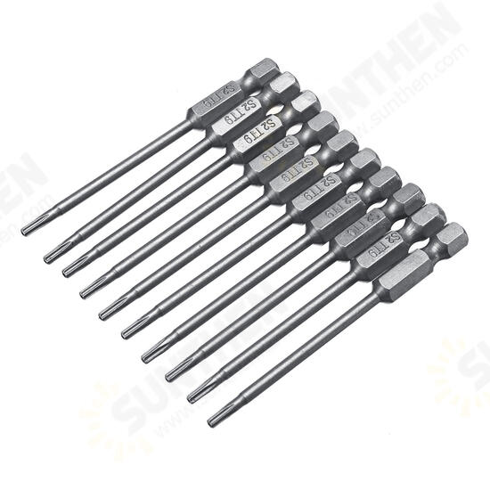 10pcs TT6-TT40 Torx Head Screwdriver Bit 75mm Hex Shank Power Drill Screwdriver Bits Set