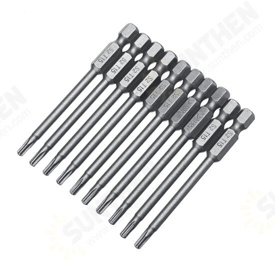 10pcs TT6-TT40 Torx Head Screwdriver Bit 75mm Hex Shank Power Drill Screwdriver Bits Set