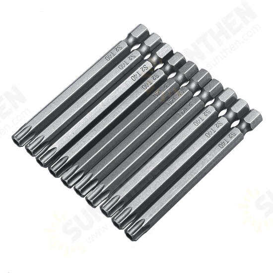 10pcs TT6-TT40 Torx Head Screwdriver Bit 75mm Hex Shank Power Drill Screwdriver Bits Set