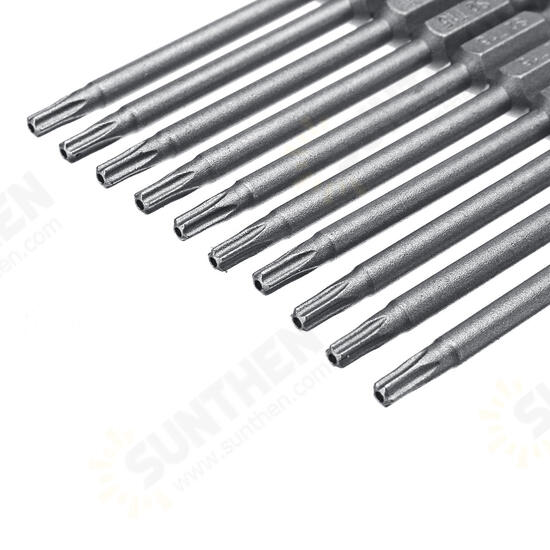 10pcs TT6-TT40 Torx Head Screwdriver Bit 75mm Hex Shank Power Drill Screwdriver Bits Set