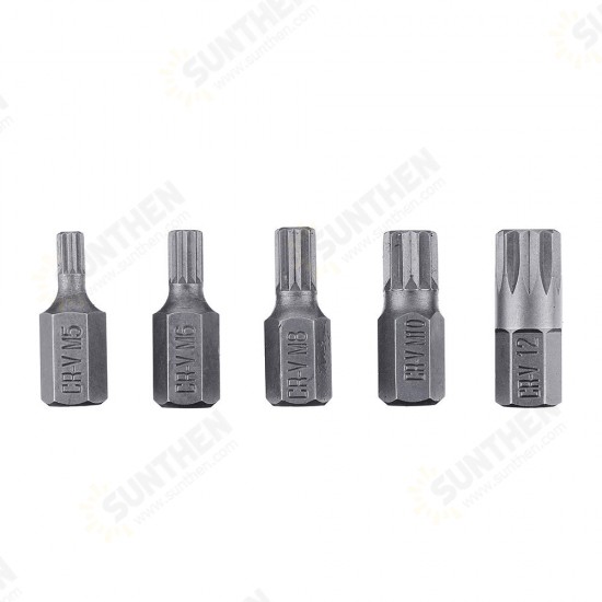 11Pcs M Type Screwdriver Bit Set Chrome Vanadium Steel Bit Set 12 Point Spline Bit