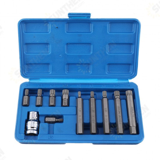 11Pcs M Type Screwdriver Bit Set Chrome Vanadium Steel Bit Set 12 Point Spline Bit