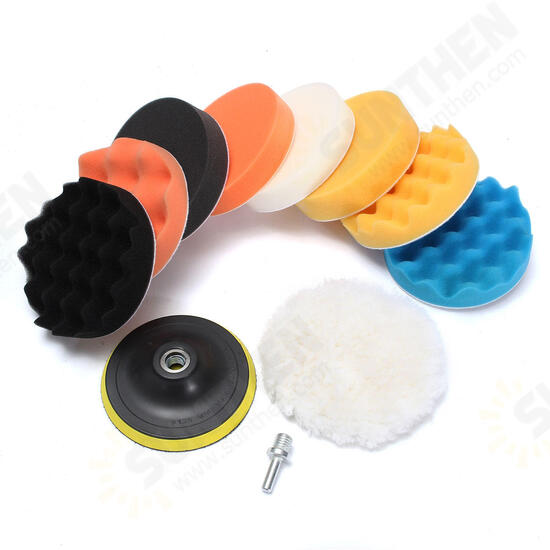 11pcs 5 Inch Sponge Buffing Polishing Waxing Pad Kit for Polisher Drill Adapter