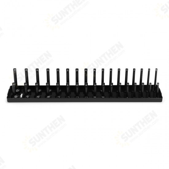 1/2 Inch Metric 34 Slot Socket Rack Storage Rail Tray Holder Shelf Organizer Machinery Parts 1/2 Inch Metric 34 Slot Socket Rack Storage Rail Tray Holder Shelf Organizer Machinery Parts