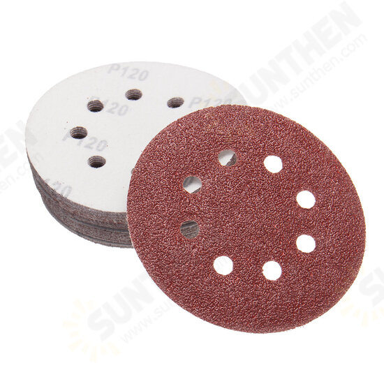 125pcs 5 Inch 8 Holes Abrasive Sanding Discs Sanding Paper 60/80/100/120/240 Grit Sandpaper