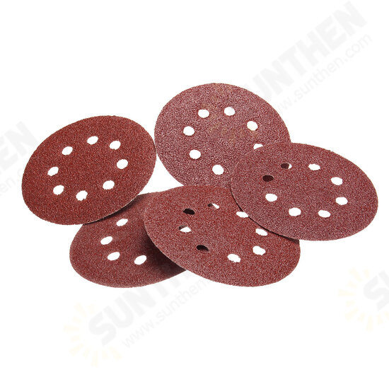 125pcs 5 Inch 8 Holes Abrasive Sanding Discs Sanding Paper 60/80/100/120/240 Grit Sandpaper