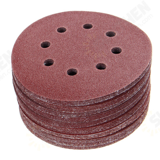 125pcs 5 Inch 8 Holes Abrasive Sanding Discs Sanding Paper 60/80/100/120/240 Grit Sandpaper