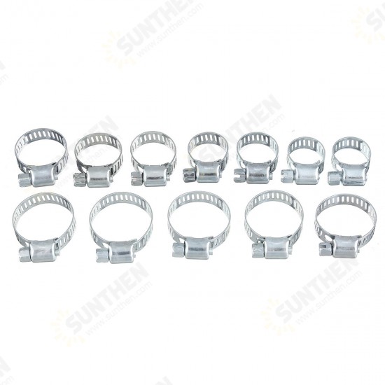 12Pcs Stainless Steel Clip Fuel Gas Water Hose Clamp Worm Drive Pipe Tube Clips