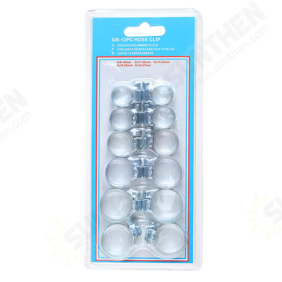 12Pcs Stainless Steel Clip Fuel Gas Water Hose Clamp Worm Drive Pipe Tube Clips 12Pcs Stainless Steel Clip Fuel Gas Water Hose Clamp Worm Drive Pipe Tube Clips