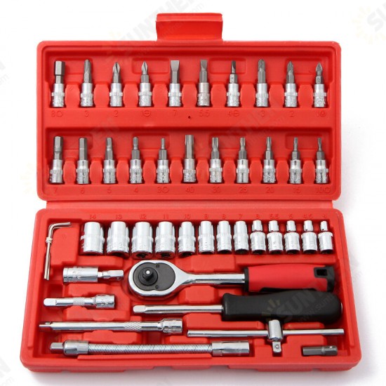 1/4-Inch Drive Socket Ratchet Wrench Socket Bit Combination Tools Kit For Auto Repairing & Household