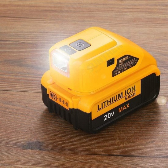 140 Lumens LED Work Light for Dewalt 14.4V/18V/20V Lithium Battery with 2 USB Ports DC12V Output