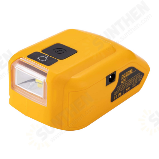 140 Lumens LED Work Light for Dewalt 14.4V/18V/20V Lithium Battery with 2 USB Ports DC12V Output