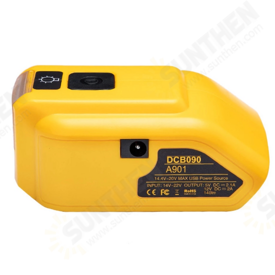 140 Lumens LED Work Light for Dewalt 14.4V/18V/20V Lithium Battery with 2 USB Ports DC12V Output