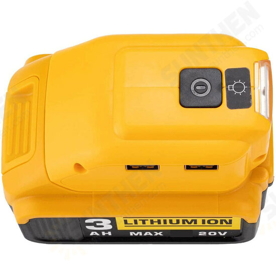 140 Lumens LED Work Light for Dewalt 14.4V/18V/20V Lithium Battery with 2 USB Ports DC12V Output