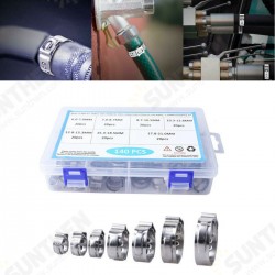 140Pcs/Set Hose Clamp Stainless Steel Fuel Pipe Tube Clips Crimping Tool 5.8-21mm 140Pcs/Set Hose Clamp Stainless Steel Fuel Pipe Tube Clips Crimping Tool 5.8-21mm