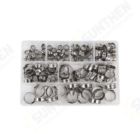 140Pcs/Set Hose Clamp Stainless Steel Fuel Pipe Tube Clips Crimping Tool 5.8-21mm