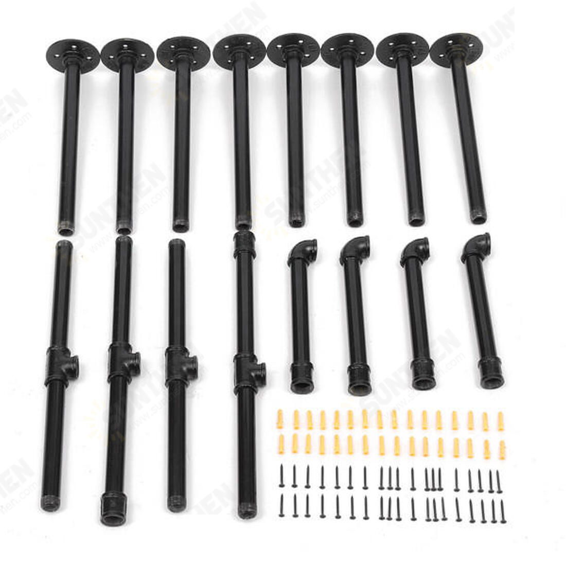 145cm Height Iron Pipe Shelf Retro Design Black Iron Pipe Wall Mount