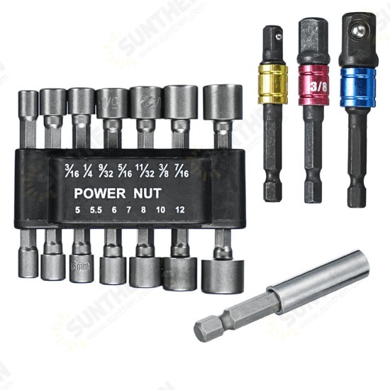 14Pcs Hexagon Handle Socket Wrench With Inner Hexagon Connector And 3Pcs 1/4inch 3/8inch 1/2inch Steel Socket Adapter Electric Screwdriver Hand Tools 14Pcs Hexagon Handle Socket Wrench With Inner Hexagon Connector And 3Pcs 1/4inch 3/8inch 1/2inch Steel Socket Adapter Electric Screwdriver Hand Tools