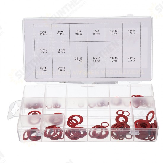 150/600pcs Steel Sealing Washer Assortment Red Flat Ring Washer Gaskets Fitting Gasket 150/600pcs Steel Sealing Washer Assortment Red Flat Ring Washer Gaskets Fitting Gasket