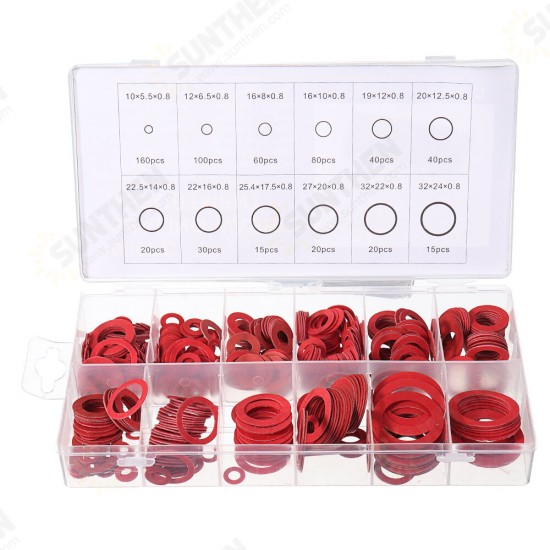 150/600pcs Steel Sealing Washer Assortment Red Flat Ring Washer Gaskets Fitting Gasket 150/600pcs Steel Sealing Washer Assortment Red Flat Ring Washer Gaskets Fitting Gasket
