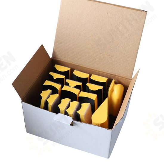 16Pcs Grinding Polishing Block Set Special Shape Hand Grinding Sponge Sanding Block Polish Sandpaper Tool for Hook Loop Sanding