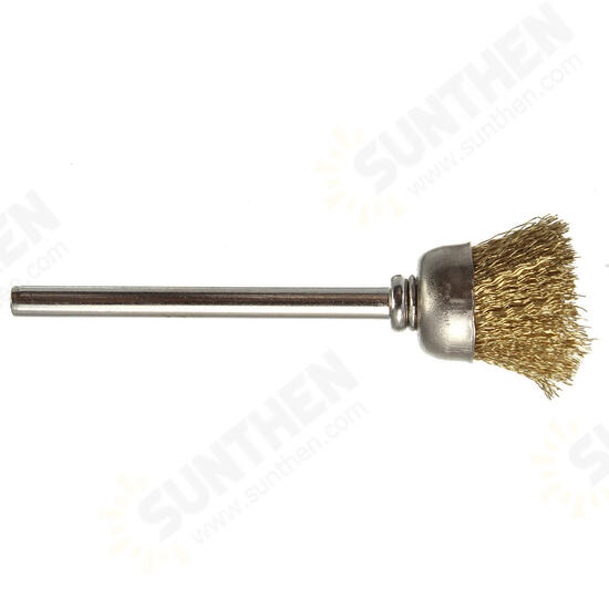16mm Brass Wire Wheel Brush 3mm Shank for Rotary Tool Accessories 16mm Brass Wire Wheel Brush 3mm Shank for Rotary Tool Accessories