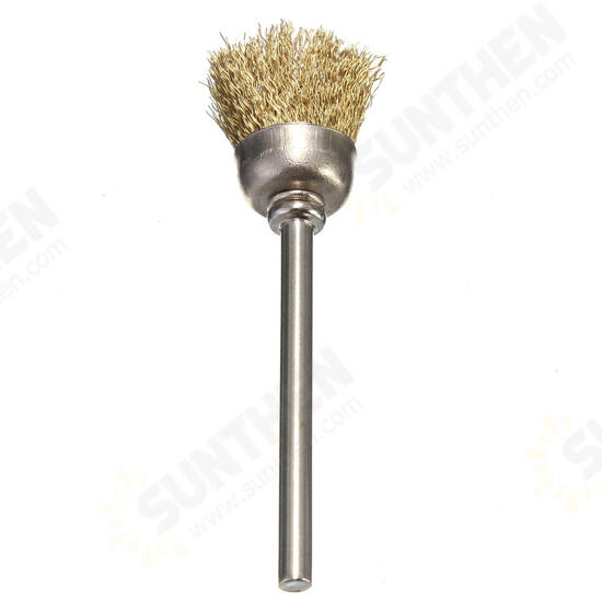 16mm Brass Wire Wheel Brush 3mm Shank for Rotary Tool Accessories 16mm Brass Wire Wheel Brush 3mm Shank for Rotary Tool Accessories