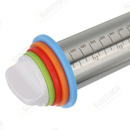 17 Inch Stainless Steel Rolling Pin Adjustable with Silicone Baking Mat 4 Removable Thickness Rings for Baking Dough Pizza, Pie Pastries Pasta Cookies 17 Inch Stainless Steel Rolling Pin Adjustable with Silicone Baking Mat 4 Removable Thickness Rings for Baking Dough Pizza, Pie Pastries Pasta Cookies