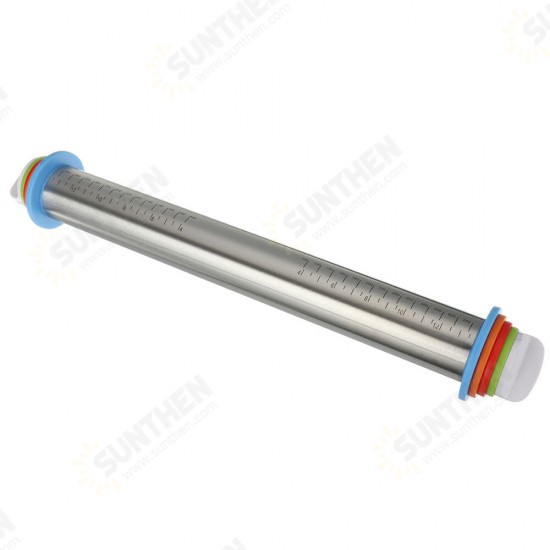 17 Inch Stainless Steel Rolling Pin Adjustable with Silicone Baking Mat 4 Removable Thickness Rings for Baking Dough Pizza, Pie Pastries Pasta Cookies 17 Inch Stainless Steel Rolling Pin Adjustable with Silicone Baking Mat 4 Removable Thickness Rings for Baking Dough Pizza, Pie Pastries Pasta Cookies