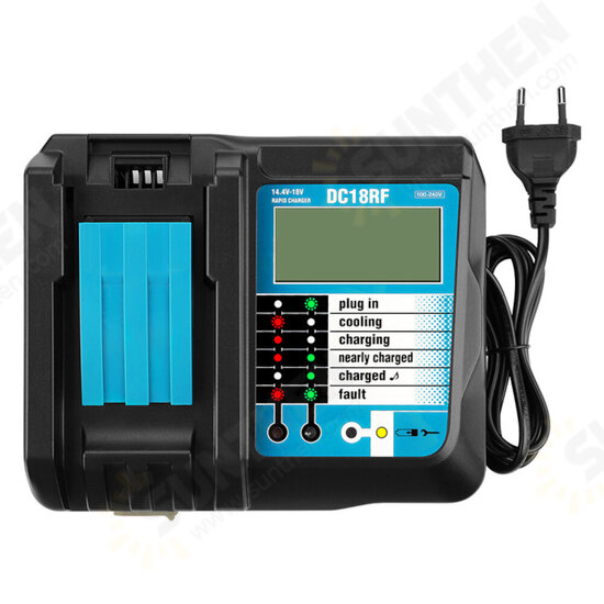 18V 3000mA DC18RF Replacement Battery Charger with LCD Display for Makita BL1815 BL1820 BL1830 BL1840 BL1850 BL1860 BL1430 BL150