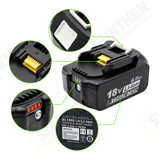 18V 3.0/4.0/5.0Ah/6.0Ah Battery Replacement Power Tool Cordless Battery For Makita BL1860/1850/1840/1830/1825/1835/1845 194204-5 194205-3 LXT-400