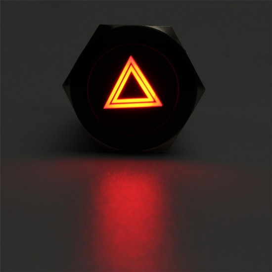 19mm 12V LED Push Button On Off Hazard Warning Signal Light Switch For Car Lorry Boat