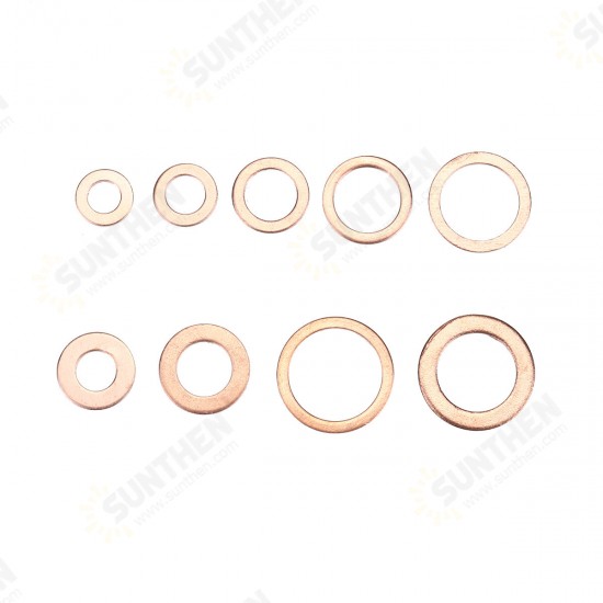 200Pcs Assorted Copper Washer Gasket Set Flat Ring Seal Assortment Hardware Kit 200Pcs Assorted Copper Washer Gasket Set Flat Ring Seal Assortment Hardware Kit