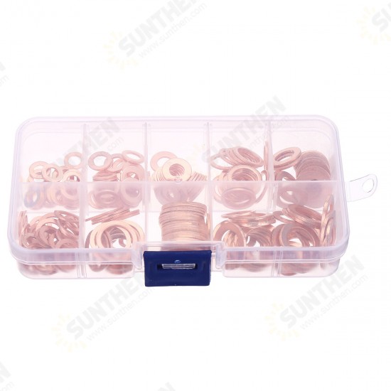 200Pcs Assorted Copper Washer Gasket Set Flat Ring Seal Assortment Hardware Kit 200Pcs Assorted Copper Washer Gasket Set Flat Ring Seal Assortment Hardware Kit