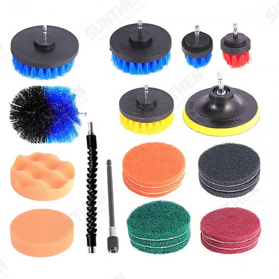 23pcs Cleaning Drill Brush Cleaner Combo Tool Kit Electric Drill Power Scrubber