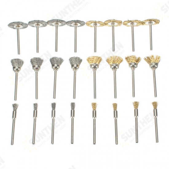 24pcs Wire Steel Brass Brushes Set Polishing Brush Wheels for Dremel Rotary Tool 24pcs Wire Steel Brass Brushes Set Polishing Brush Wheels for Dremel Rotary Tool