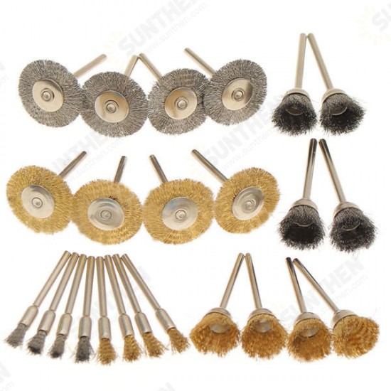 24pcs Wire Steel Brass Brushes Set Polishing Brush Wheels for Dremel Rotary Tool 24pcs Wire Steel Brass Brushes Set Polishing Brush Wheels for Dremel Rotary Tool