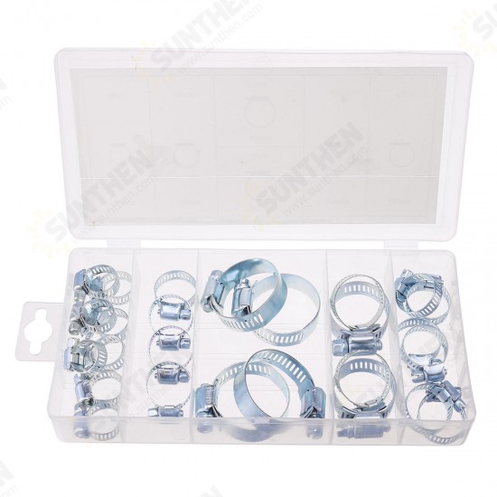 26pcs Stainless Steel Drive Hose Clamp Adjustable Fuel Pipe Worm Gear Clip 26pcs Stainless Steel Drive Hose Clamp Adjustable Fuel Pipe Worm Gear Clip