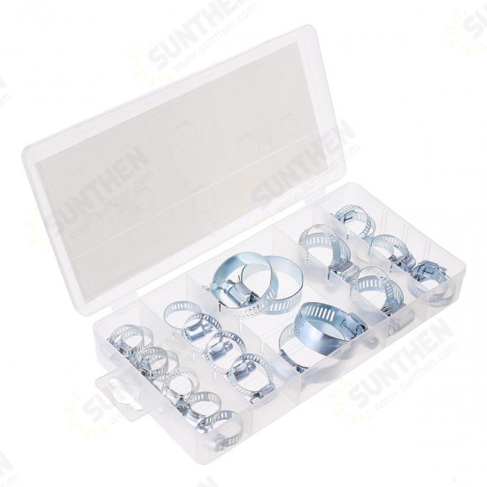 26pcs Stainless Steel Drive Hose Clamp Adjustable Fuel Pipe Worm Gear Clip 26pcs Stainless Steel Drive Hose Clamp Adjustable Fuel Pipe Worm Gear Clip