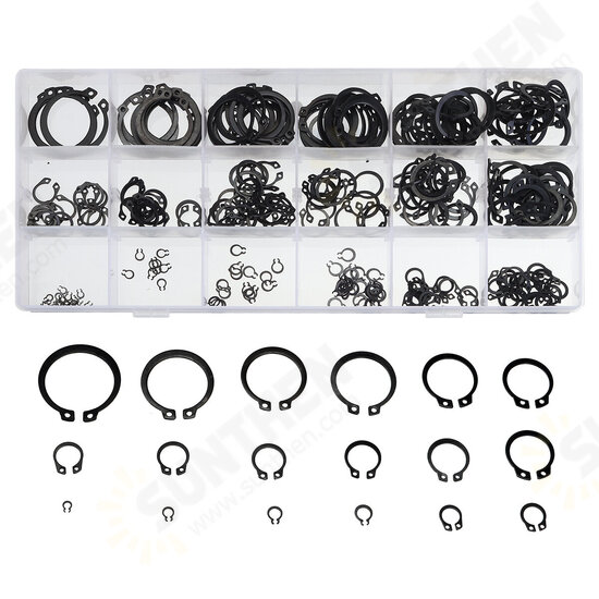300pcs Retaining Circlip Set External Circlips Snap Ring Assortment Set Black 300pcs Retaining Circlip Set External Circlips Snap Ring Assortment Set Black