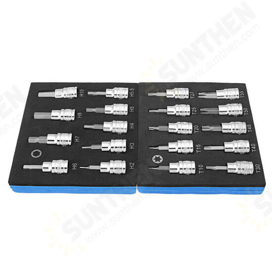 3/8 Inch Drive Socket 10pcs T10-T55 Torx Socket 9pcs H2-H10 Socket Bit Set 3/8 Inch Drive Socket 10pcs T10-T55 Torx Socket 9pcs H2-H10 Socket Bit Set