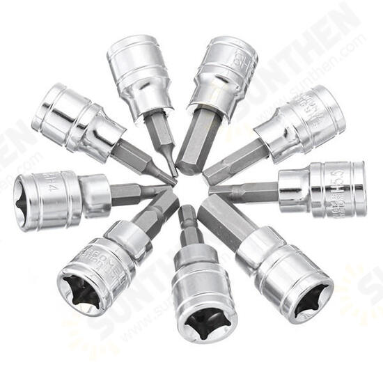 3/8 Inch Drive Socket 10pcs T10-T55 Torx Socket 9pcs H2-H10 Socket Bit Set 3/8 Inch Drive Socket 10pcs T10-T55 Torx Socket 9pcs H2-H10 Socket Bit Set
